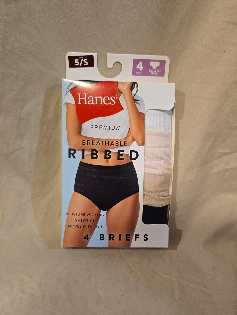 Hanes Ribbed Briefs 4-Pack – Black, White, Cream, Blush